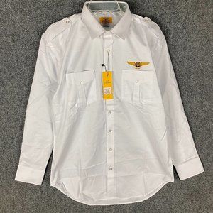 Jet Seam Dress Shirt Men's 17.5 Slim NWD Long Sleeve White Cotton Blend Atlas